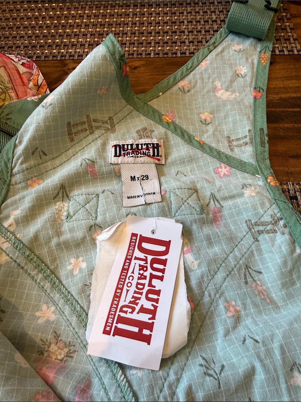 NWT Duluth Trading Co Green Duck Printed Cotton Overalls Jumpsuit M 29 - Picture 2 of 6